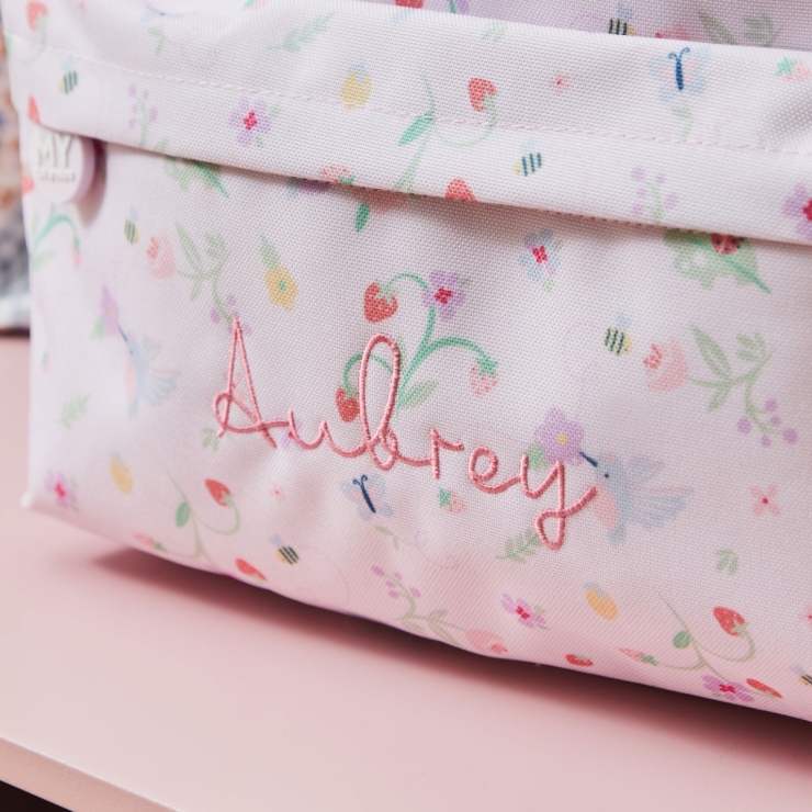 Personalized Grab Handle Medium Fruit Floral Backpack