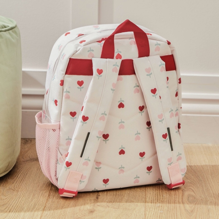 Personalized Heart Pocket Flower Medium Backpack