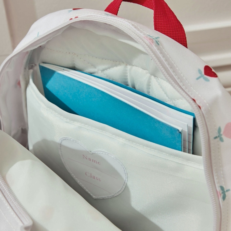 Personalized Heart Pocket Flower Medium Backpack