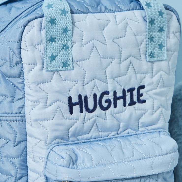Personalized Blue Star Quilted Medium Backpack  