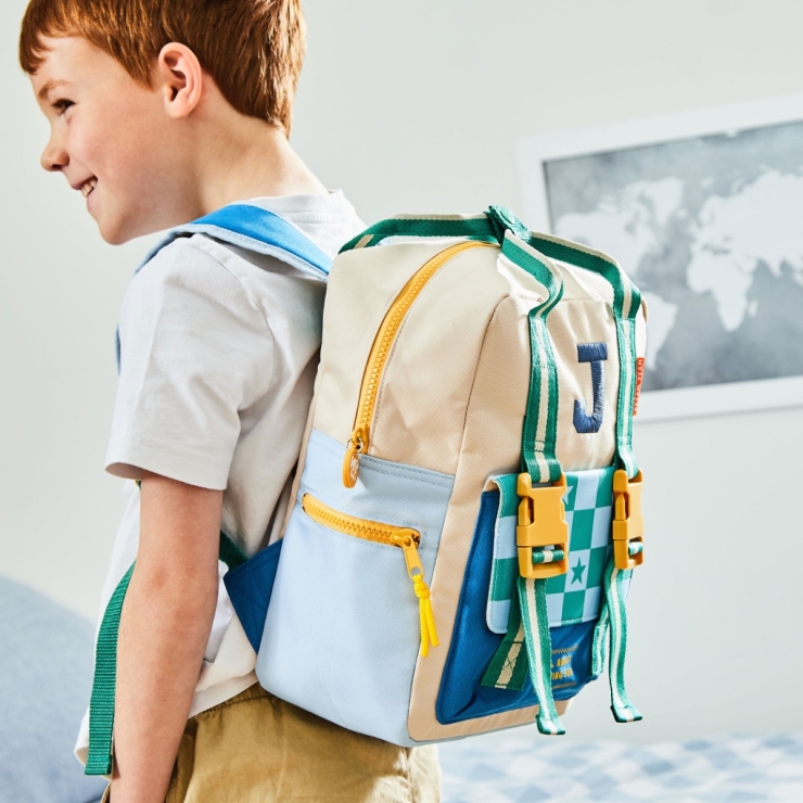My Kids Personalised Dream Team Checkerboard Grab Handle Medium Backpack