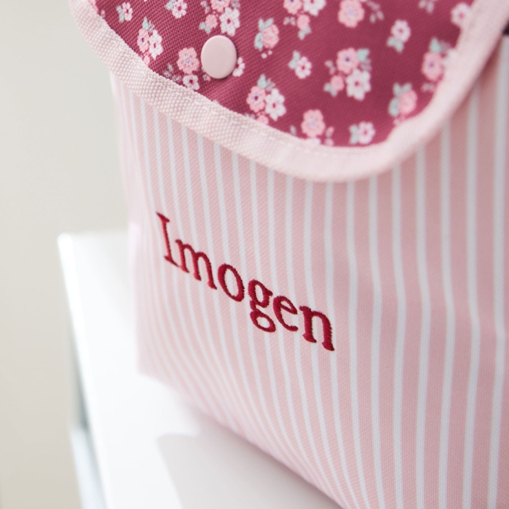 Personalized Pink Floral Medium Backpack With Grab Handle