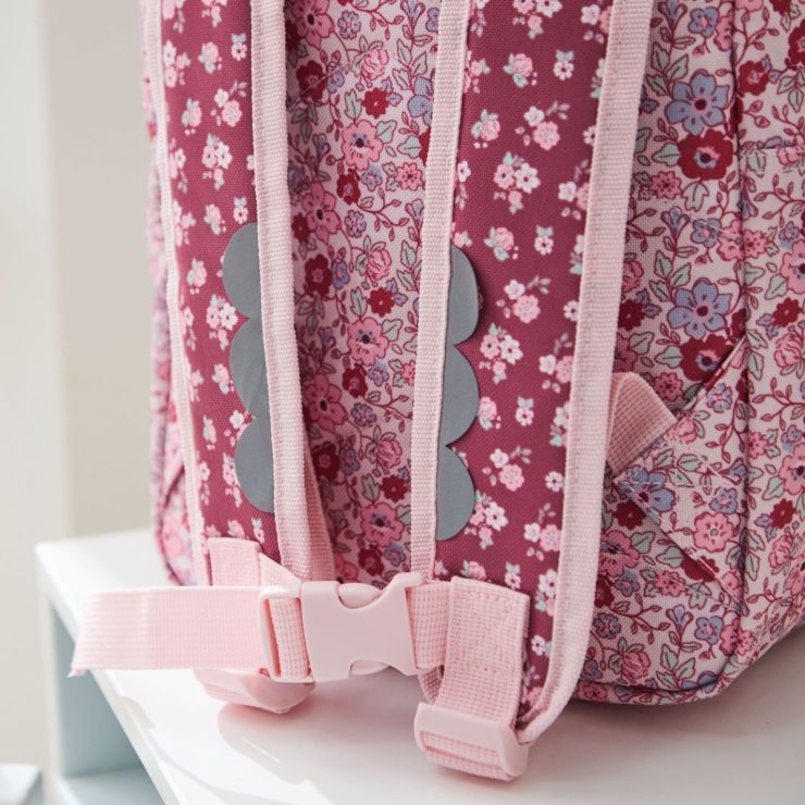 Personalized Pink Floral Medium Backpack With Grab Handle
