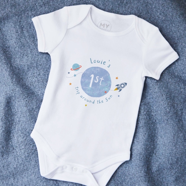 Personalized 1st Trip Around The Sun Birthday Bodysuit