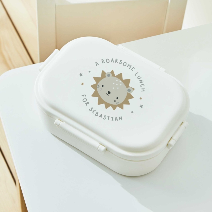 Personalized Lion White Lunchbox