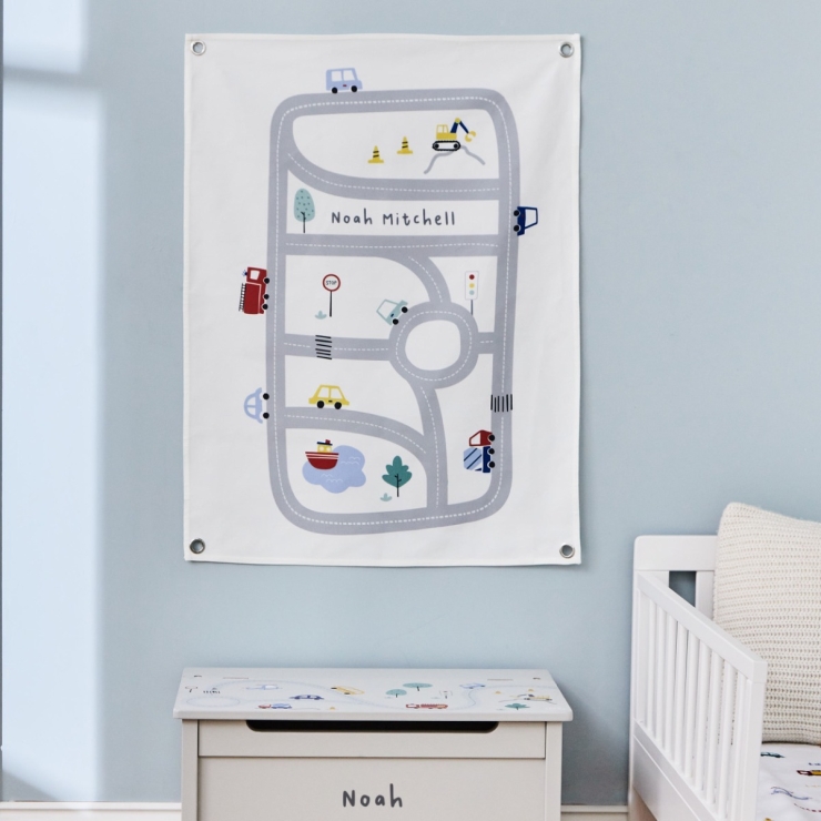Personalized On The Move Large Grey Wall Hanging