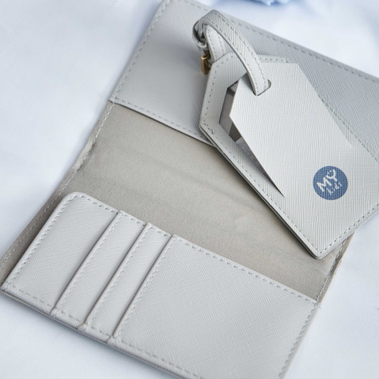 My Kids Personalized Grey Cartoon Passport Holder & Luggage Tag Set