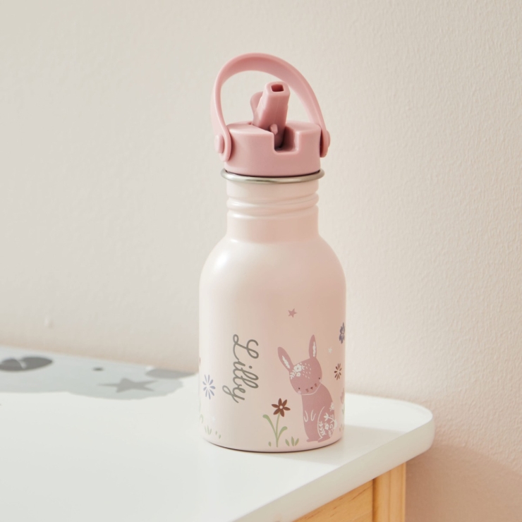 Personalized Pink Bunny 350ml Water Bottle