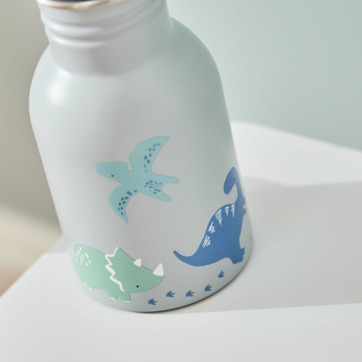 Personalized Grey Dinosaur 350ml Water Bottle