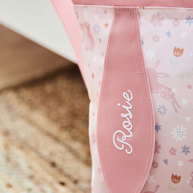 Personalized Pink Bunny Drawstring Bag
