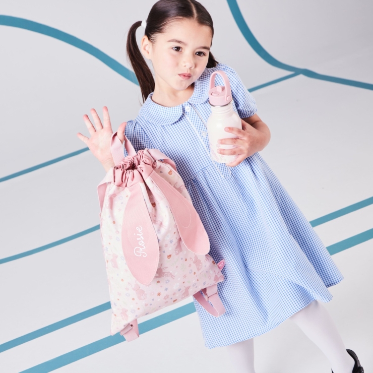 Personalized Pink Bunny Drawstring Bag
