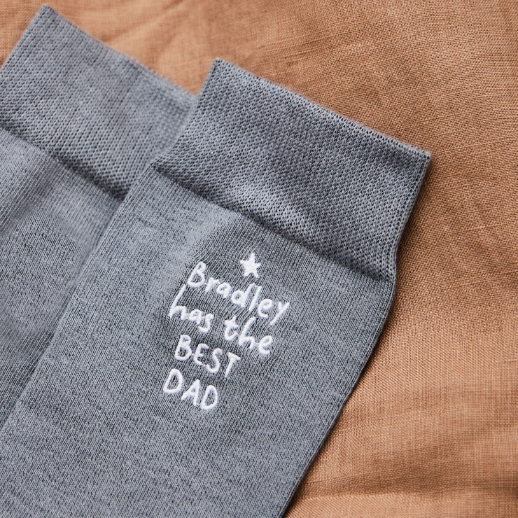 Personalised Best Dad Father's Day Dark Grey Socks