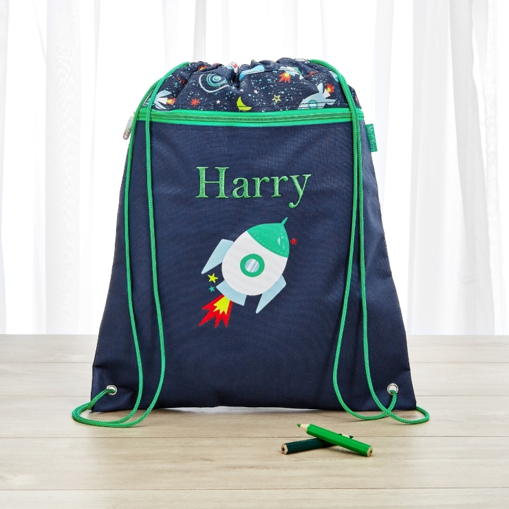 Personalised Space Print Drawstring Bag