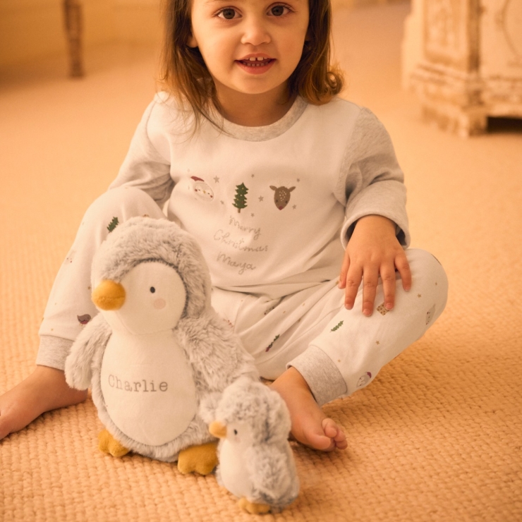 Personalized Grey Penguin Soft Toy
