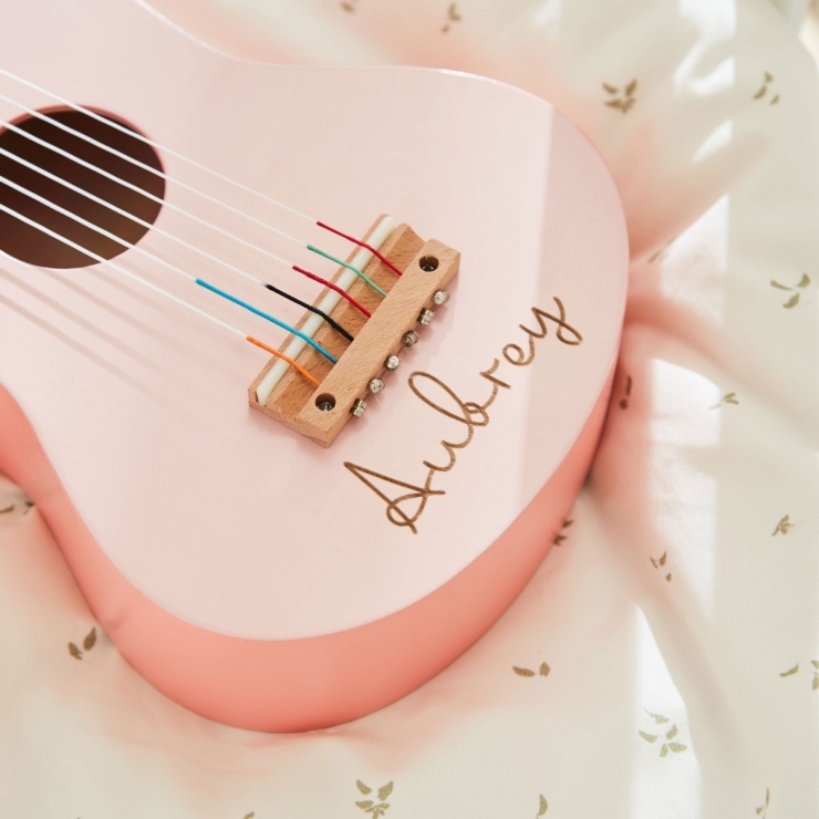 Personalised Pink Guitar Wooden Toy FSC®