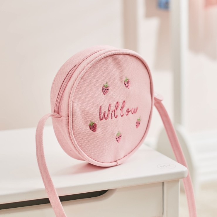 Personalized Strawberry Design Pink Handbag