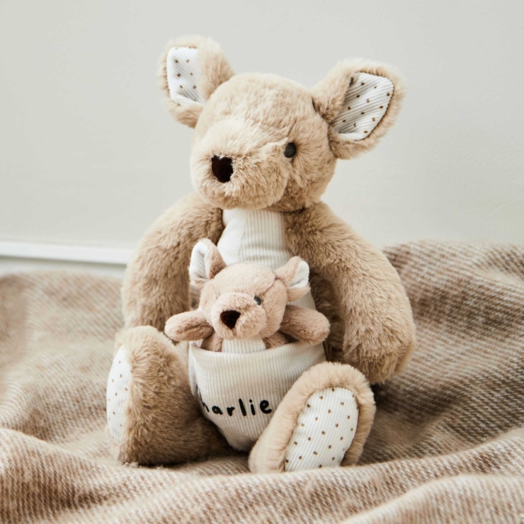 Personalized Kangaroo and Baby Soft Toy Set
