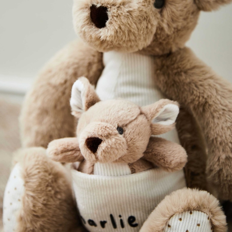 Personalized Kangaroo and Baby Soft Toy Set