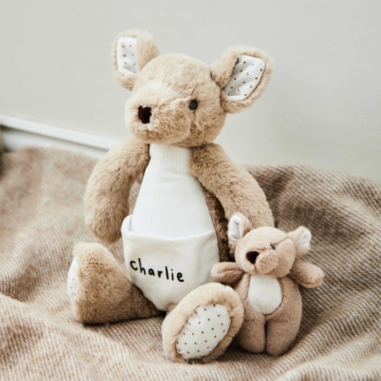 Personalized Kangaroo and Baby Soft Toy Set