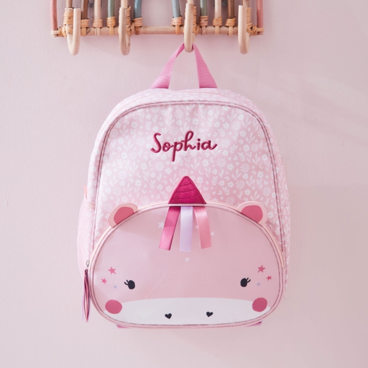 Personalized Pink Unicorn Face Medium Backpack