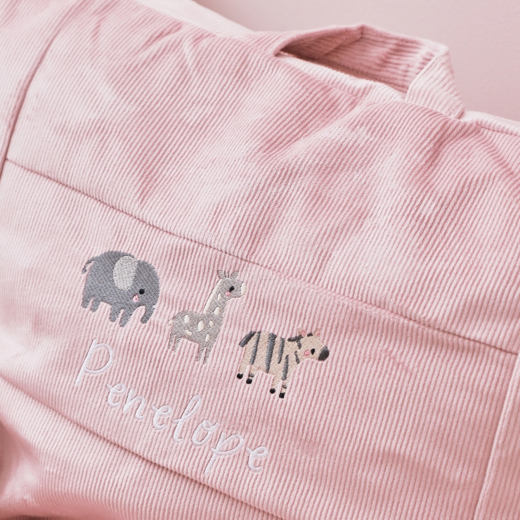 Personalised Pink Safari Cord Bean Bag Chair