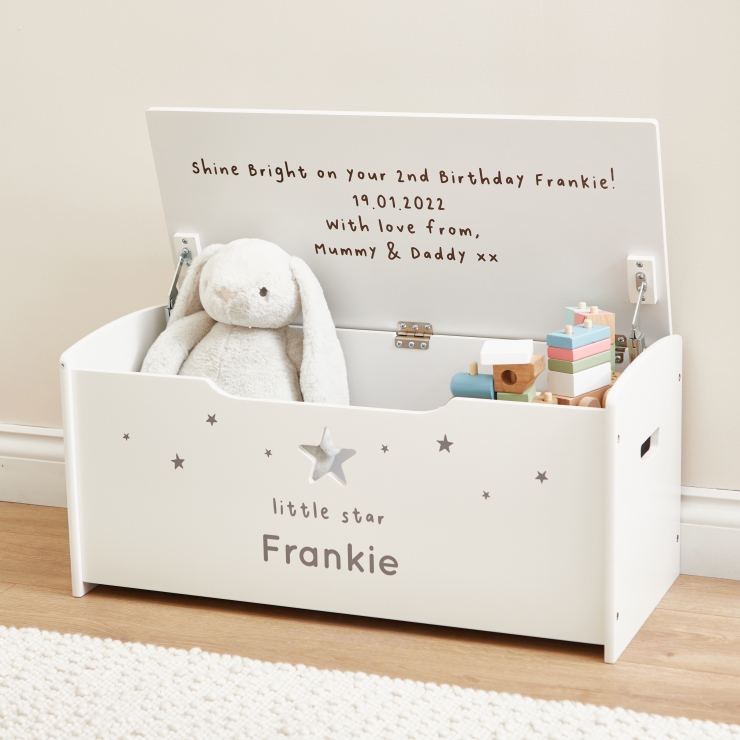 Personalised Large White Star Toy Box FSC®