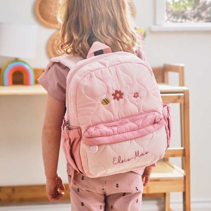 Personalized Bumblebee Quilted Medium Backpack