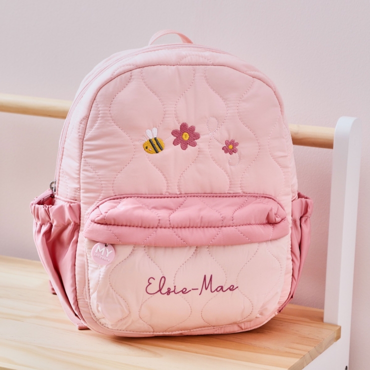 Personalized Bumblebee Quilted Medium Backpack