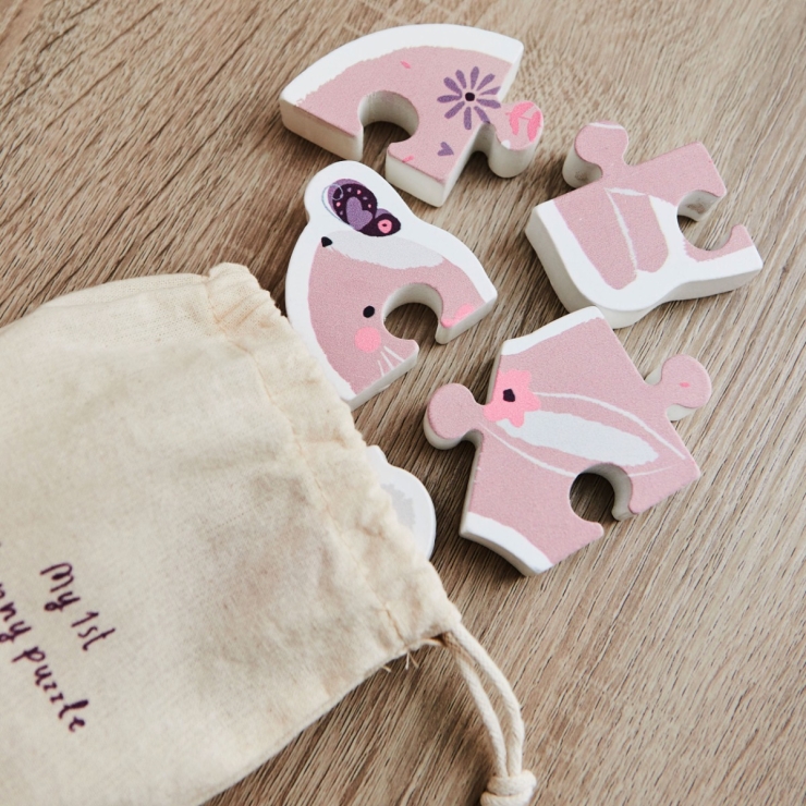 Personalised Pink Bunny FSC® Wooden Puzzle
