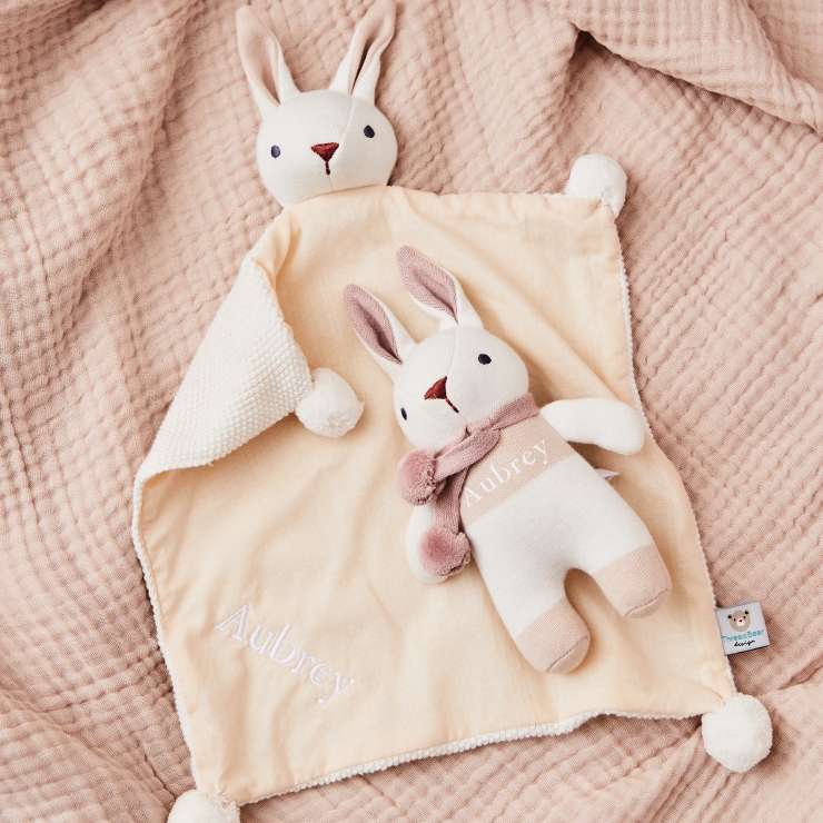 Personalised White Threadbear Bunny Toy & Comforter Set