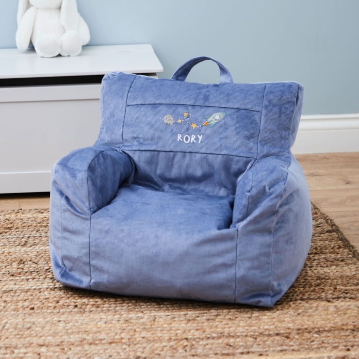 Personalised Rocket Navy Cord Chair