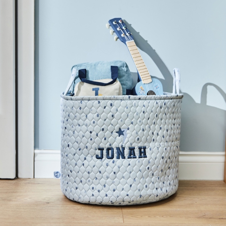 My Kids Personalised Large Lightning Bolt Blue Storage Bag