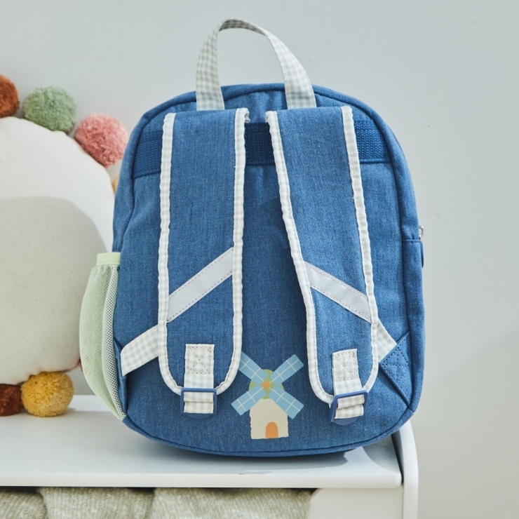 Personalized Tractor Denim Medium Character Backpack