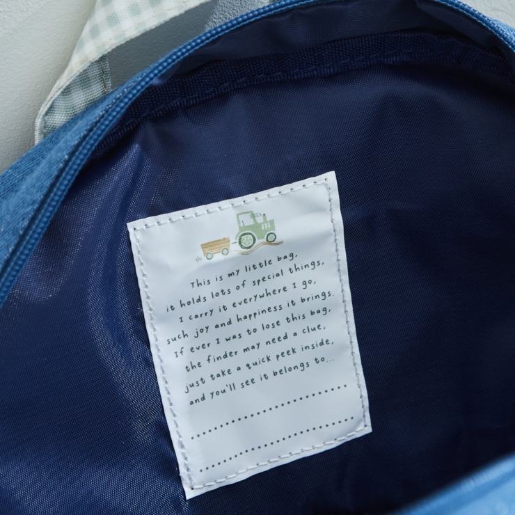 Personalized Tractor Denim Medium Character Backpack