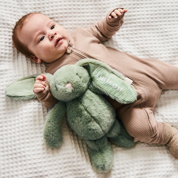 Personalised Sage Bunny Soft Toy 