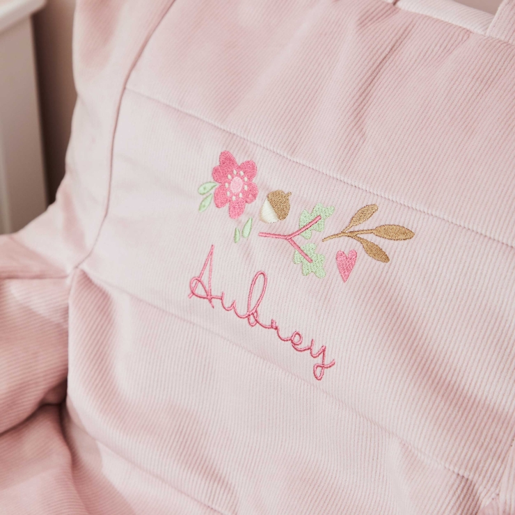 Personalised Floral Design Pink Cord Chair