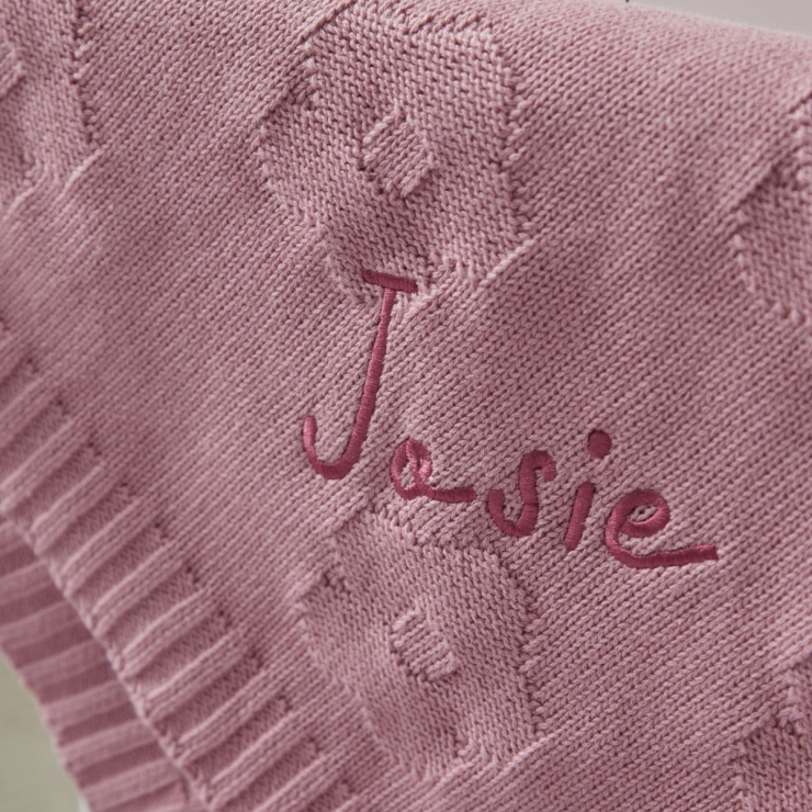 Personalised Raspberry Ripple Flower Jacquard Blanket