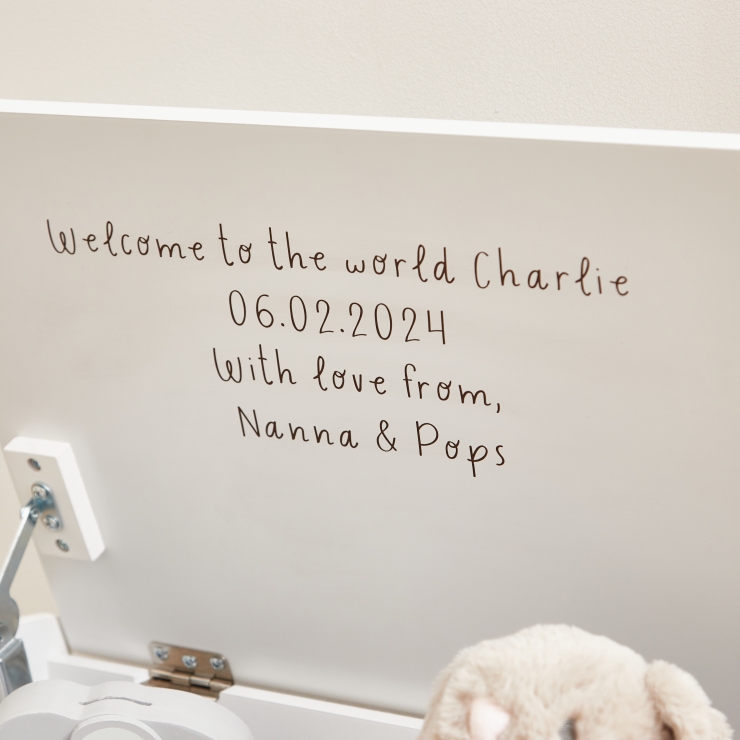 Personalised Small White Safari Animal Toy Box FSC®