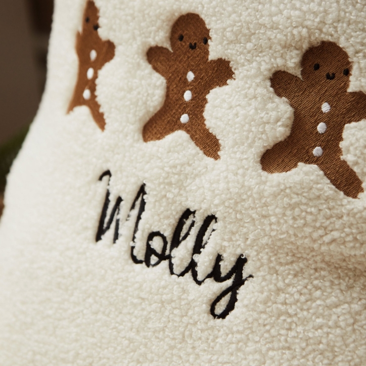 Personalised Gingerbread Cream Borg Christmas Gift Sack