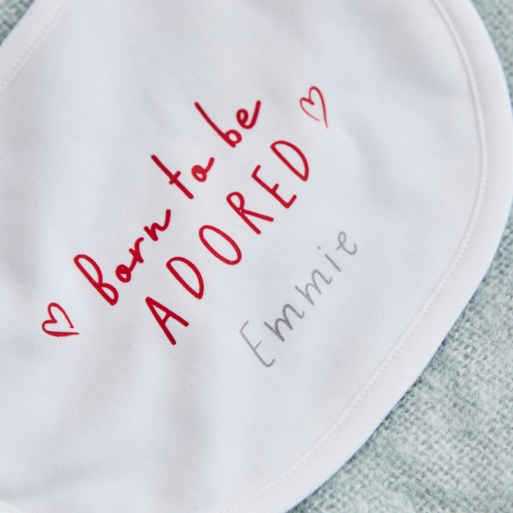 Personalized Born To Be Adored Valentine's Day Bib