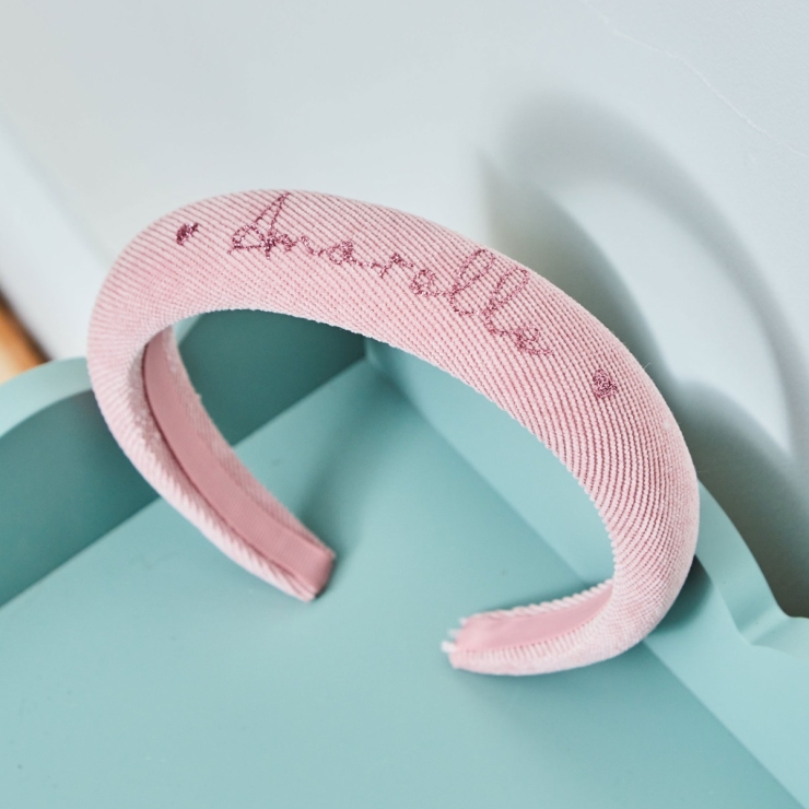My Kids Personalized Pink Heart Padded Headband