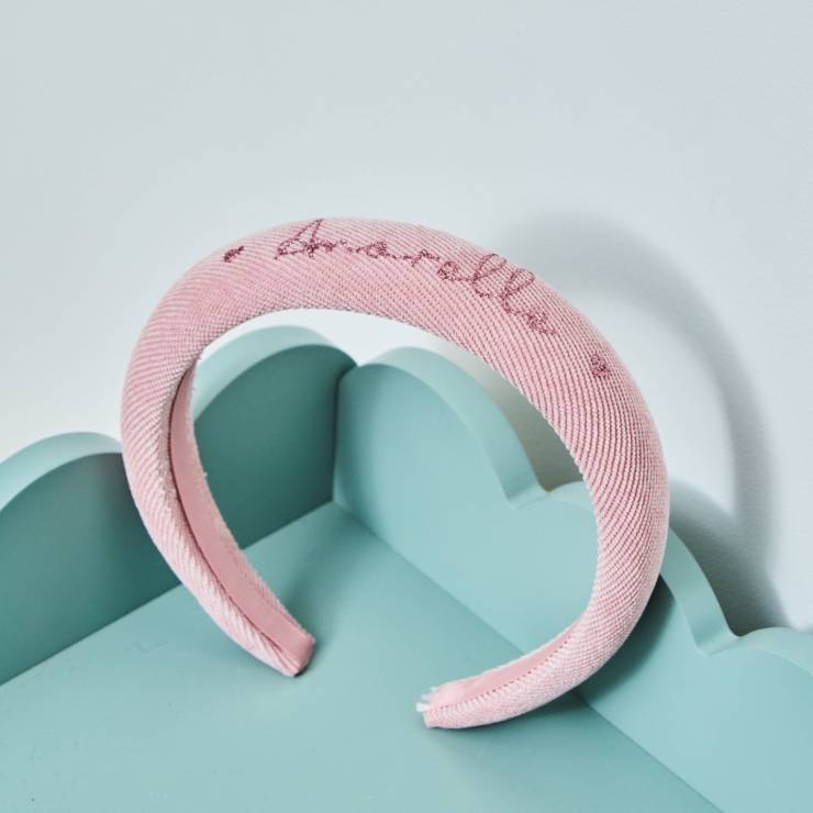 My Kids Personalized Pink Heart Padded Headband