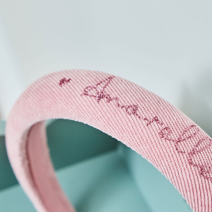 My Kids Personalized Pink Heart Padded Headband