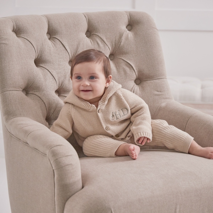 Personalised Organic Oatmeal Heritage Knitted Outfit Set (2 Piece)