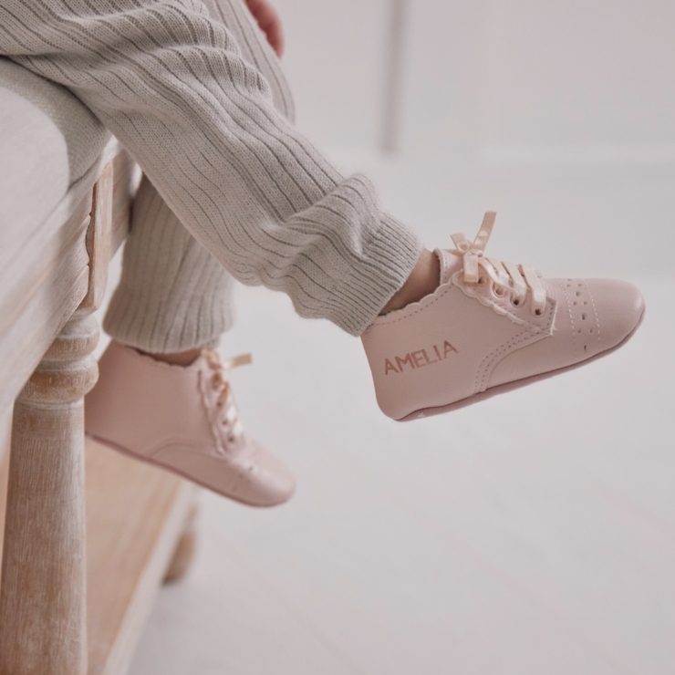 Personalised Pink Leather Booties