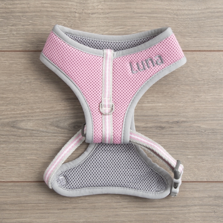 Personalised Mesh Dog Harness - Pink