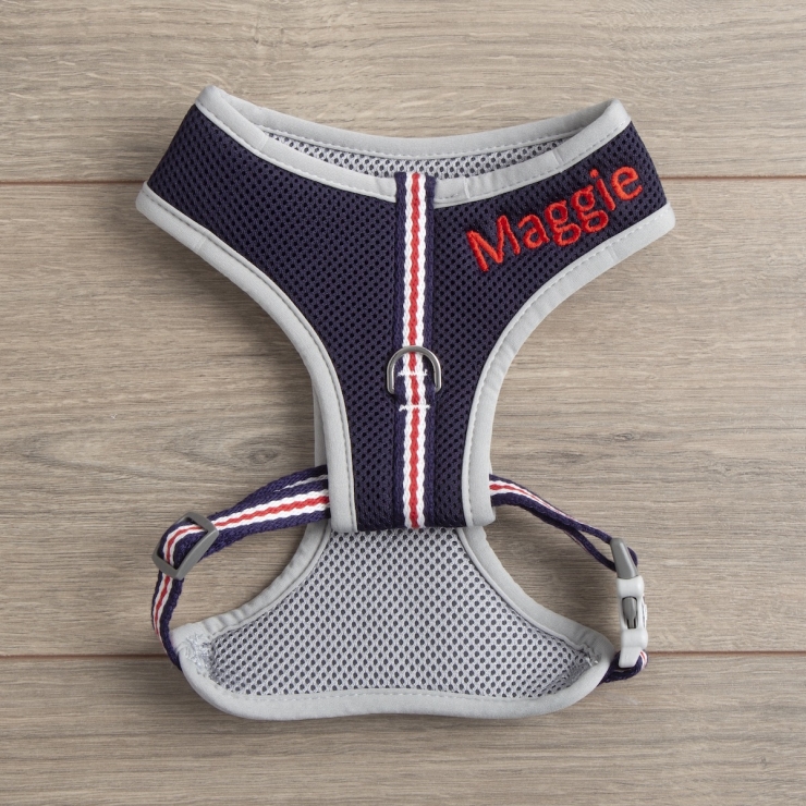 Personalised Mesh Dog Harness - Navy