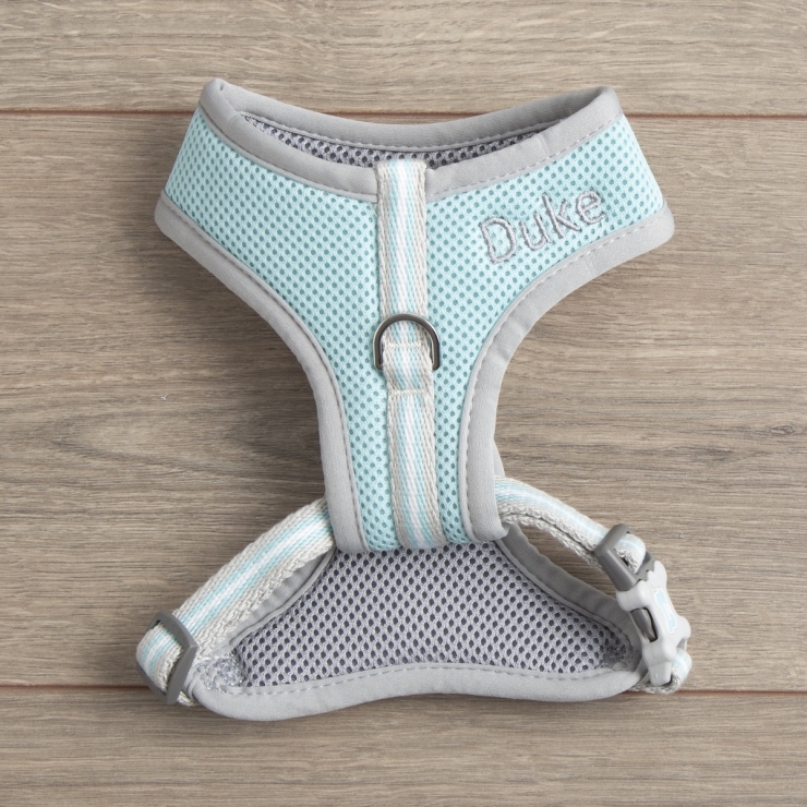 Personalised Mesh Dog Harness - Aqua