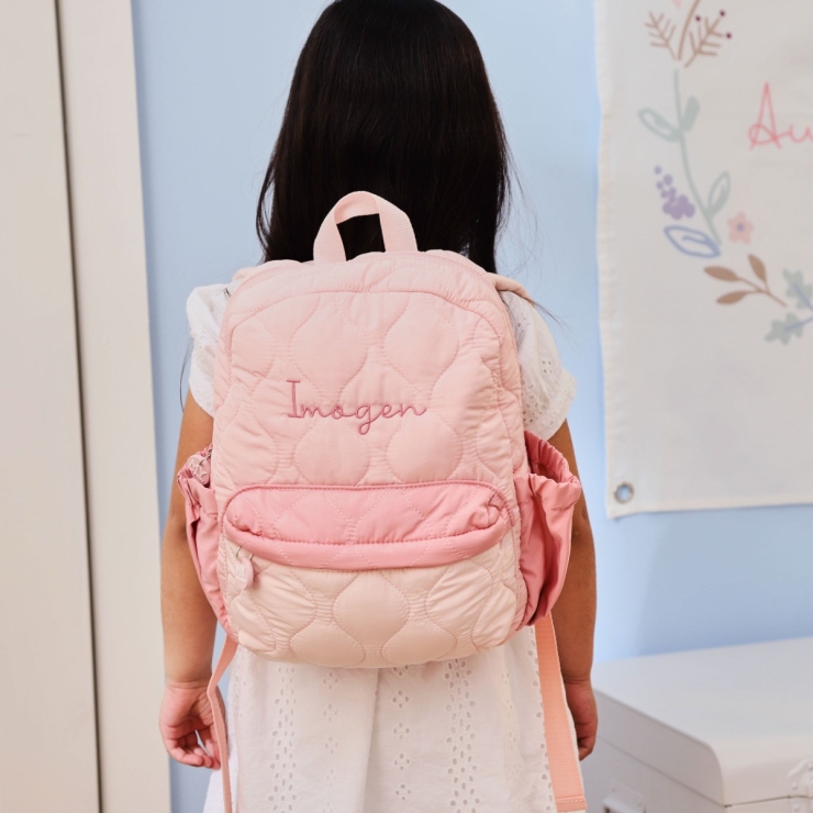 Personalized Pink Quilted Medium Backpack