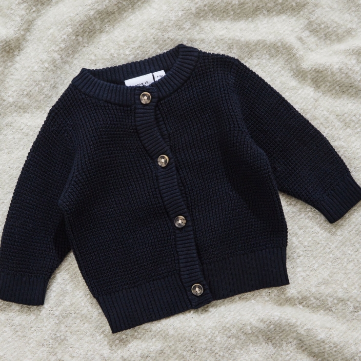 Personalised Navy Button Cardigan by Name It